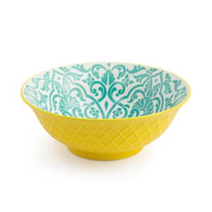 Kitchencraft Mikasa Ramen Bowl Yellow Blue Geometric 21cm